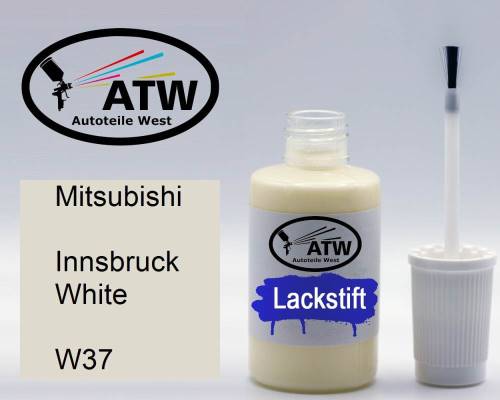 Mitsubishi, Innsbruck White, W37: 20ml Lackstift, von ATW Autoteile West.